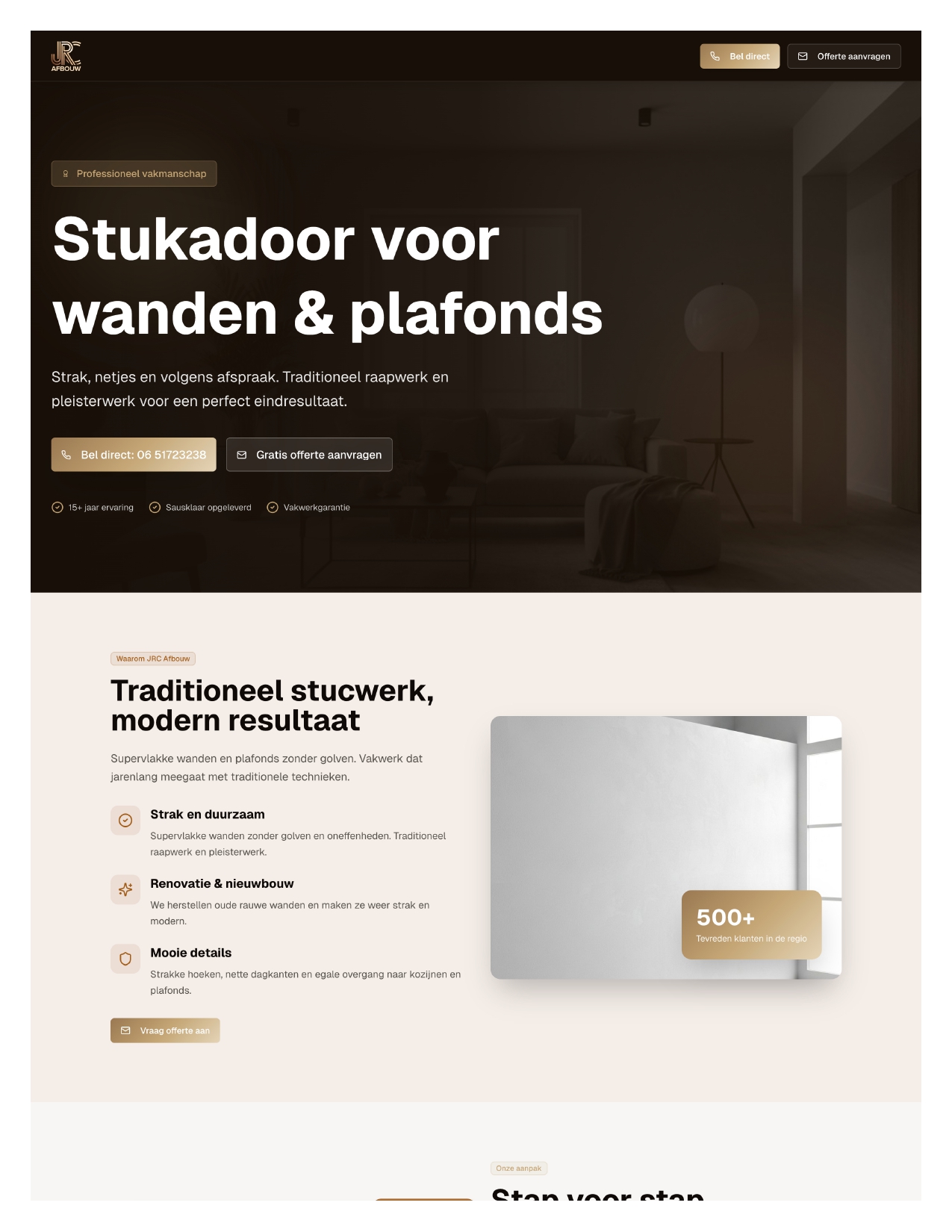 Professionele Stukadoorsdiensten Landing Page